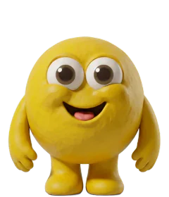 A clay ball monster, happy mood